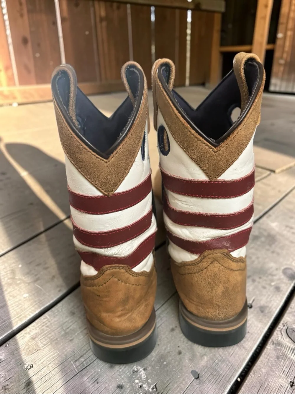 Smoky Mountain Kids Cowboy Boots Size 1R American Flag Stars Stripes Western